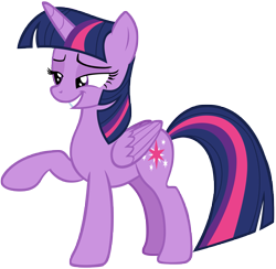 Size: 7803x7628 | Tagged: safe, artist:andoanimalia, twilight sparkle, twilight sparkle (alicorn), alicorn, pony, sparkle's seven, absurd resolution, female, flattered, lidded eyes, mare, raised hoof, simple background, solo, transparent background, vector