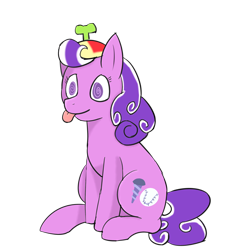 Size: 2000x2000 | Tagged: safe, artist:danwelo-vx, derpibooru exclusive, screwball, pony, female, hat, propeller hat, simple background, sitting, solo, swirly eyes, transparent background