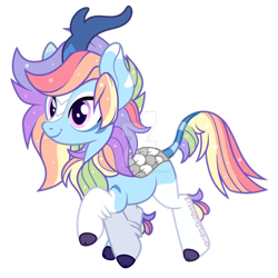 Size: 894x894 | Tagged: safe, artist:eyesorefortheblind, artist:holdytussigwpigeon, oc, oc only, oc:prisma color, kirin, pony, base used, deviantart watermark, female, kirin oc, obtrusive watermark, rainbow, rainbow hair, simple background, solo, transparent background, watermark