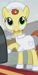 Size: 324x636 | Tagged: safe, screencap, lemon honey, earth pony, pony, the last laugh, background pony, clothes, cropped, cute, female, mare, mouth hold, pencil, shirt, teenager