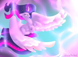 Size: 1200x890 | Tagged: safe, artist:sunniesfunthecupcake, twilight sparkle, twilight sparkle (alicorn), alicorn, pony, curved horn, horn, solo