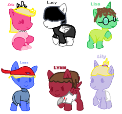 Size: 551x515 | Tagged: safe, pony, lana loud, lily loud, lisa loud, lola loud, lucy loud, lynn loud, ponified, the loud house