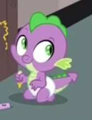 Size: 188x245 | Tagged: safe, screencap, spike, dragon, sparkle's seven, baby, baby dragon, baby spike, claws, cropped, cute, diaper, infant, male, smiling, solo, spikabetes, tail