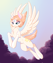 Size: 3315x3970 | Tagged: safe, artist:faline-art, pegasus, pony, cloud, female, mare, pearl (steven universe), ponified, solo, steven universe