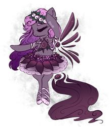 Size: 763x872 | Tagged: safe, artist:du-sk, oc, oc:sugarplum fairy, original species, pony, ballerina, ballet slippers, bipedal, clothes, cute, eyes closed, female, ocbetes, solo, solutai pony, tutu