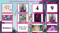 Size: 1024x577 | Tagged: safe, artist:endlesswire94, edit, edited screencap, screencap, fluttershy, iron will, juniper montage, pinkie pie, tempest shadow, twilight sparkle, twilight sparkle (alicorn), alicorn, a health of information, a trivial pursuit, equestria girls, mirror magic, my little pony: the movie, shadow play, spoiler:eqg specials, armor, broken horn, eye scar, healer's mask, horn, juniper monstar, mask, opinion, scar