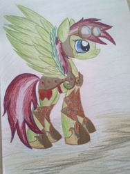 Size: 1944x2592 | Tagged: safe, artist:hotcappucine, oc, oc:glass soul, pegasus, pony, armor, female, goggles