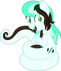 Size: 6310x7369 | Tagged: safe, artist:livehotsun, oc, oc only, oc:wave mint choco, lamia, original species, snake pony, absurd resolution, coils, crossed hooves, fangs, female, leaf, simple background, slit eyes, solo, transparent background, vector