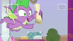 Size: 1920x1080 | Tagged: safe, screencap, spike, dragon, sparkle's seven, scroll, winged spike