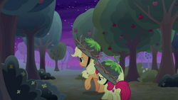 Size: 1280x720 | Tagged: safe, derpibooru import, screencap, apple bloom, applejack, earth pony, pony, going to seed