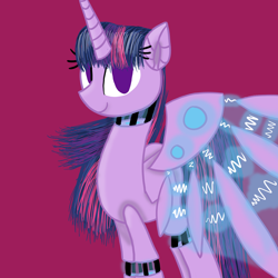 Size: 2000x2000 | Tagged: safe, artist:alicornoverlord, twilight sparkle, twilight sparkle (alicorn), alicorn, pony, robot, robot pony, twibot