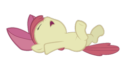 Size: 854x447 | Tagged: safe, edit, apple bloom, pony, desaturated, on back, passed out, simple background, solo, transparent background, vector edit