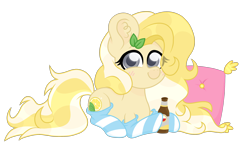 Size: 3224x1958 | Tagged: safe, artist:superanina, oc, oc only, oc:radler, earth pony, pony, clothes, female, pillow, radler, simple background, socks, solo, striped socks, transparent background