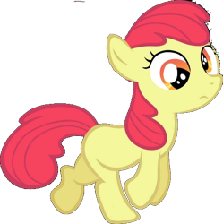 Size: 479x481 | Tagged: safe, edit, apple bloom, earth pony, pony, blank flank, derp, missing accessory, simple background, solo, transparent background, vector edit