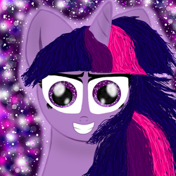 Size: 1500x1500 | Tagged: safe, artist:katya, twilight sparkle, pony, grin, looking at you, smiling, solo, staring into your soul