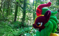 Size: 2246x1372 | Tagged: safe, artist:hihin1993, cinder glow, summer flare, kirin, forest, irl, japan, photo, plushie, solo