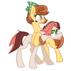 Size: 753x751 | Tagged: safe, artist:ipandacakes, oc, oc only, oc:dusty rose, oc:halehaven peach, pony, female, male, mare, parent:feather bangs, parent:swoon song, parents:swoonbangs, simple background, stallion, transparent background