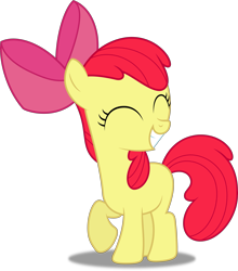 Size: 4393x5000 | Tagged: safe, artist:dashiesparkle, apple bloom, earth pony, pony, appleoosa's most wanted, apple bloom's bow, bow, female, filly, grin, hair bow, simple background, smiling, solo, transparent background, vector