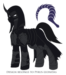 Size: 1274x1460 | Tagged: safe, artist:pyrus-leonidas, pony, unicorn, series:mortal kombat:defenders of equestria, armor, boots, cloak, clothes, crossover, curved horn, hood, horn, male, mask, mortal kombat, noob saibot, ponified, shoes, shoulder pads, signature, simple background, solo, stallion, transparent background