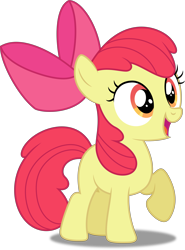 Size: 3692x5000 | Tagged: safe, artist:dashiesparkle, apple bloom, earth pony, pony, somepony to watch over me, apple bloom's bow, bow, female, filly, hair bow, raised hoof, simple background, solo, transparent background, vector