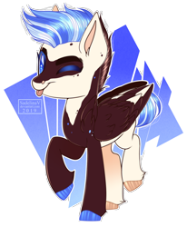 Size: 1024x1240 | Tagged: safe, artist:sadelinav, oc, oc:lin, pegasus, pony, male, one eye closed, solo, stallion, wink