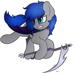 Size: 2166x2087 | Tagged: safe, artist:av-4, artist:avastin4, oc, oc:lunar frost, bat pony, pony, scythe, solo