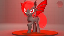 Size: 3840x2160 | Tagged: safe, artist:technickarts, oc, oc:sapphire blood, bat pony, pony, 3d, bat pony oc, evil, evil grin, fangs, grin, showcase, smiling, source filmmaker