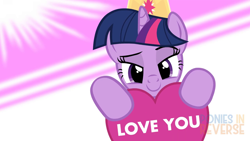 Size: 1280x720 | Tagged: safe, artist:reverse studios, twilight sparkle, pony, crown, cute, heart, jewelry, love, regalia, smiling, solo, twiabetes