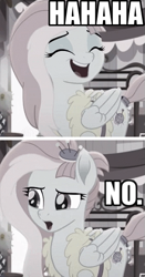 Size: 273x522 | Tagged: safe, edit, edited screencap, editor:anonycat, screencap, kerfuffle, pegasus, pony, rainbow roadtrip, caption, cropped, image macro, impact font, meme, solo, text