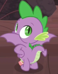 Size: 670x848 | Tagged: safe, screencap, spike, dragon, sweet and smoky, blanket, cropped, male, misleading thumbnail, solo, spread wings, stupid sexy spike, winged spike, wings