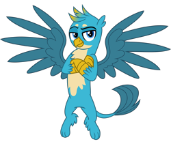 Size: 4500x3800 | Tagged: safe, artist:cheezedoodle96, gallus, griffon, .svg available, blue, crossed arms, flying, looking at you, male, paws, raised eyebrow, simple background, solo, svg, transparent background, vector
