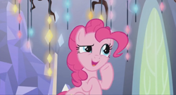 Size: 1600x864 | Tagged: safe, derpibooru import, screencap, pinkie pie, earth pony, pony, the last laugh, solo, twilight's castle