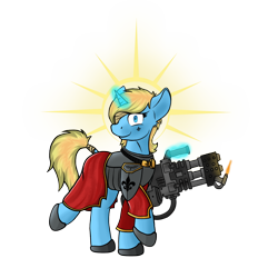 Size: 1500x1500 | Tagged: safe, artist:yognaughtsteve, oc, oc:skydreams, pony, unicorn, adepta sororitas, heavy flamer, simple background, solo, transparent background, warhammer (game), warhammer 40k