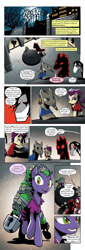 Size: 650x1910 | Tagged: safe, edit, idw, high heel, mane-iac, pharaoh phetlock, smudge (character), earth pony, pegasus, pony, unicorn, comic:friendship is dragons, spoiler:comic, spoiler:comicannual2014, balkham asylum, braid, chains, clothes, comic, dialogue, female, implied fluttershy, implied pinkie pie, implied rainbow dash, implied rarity, implied twilight sparkle, lock, long face, male, mare, offscreen character, prison, prison outfit, shadow, smiling, stallion, text edit
