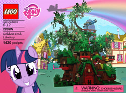 Size: 3392x2500 | Tagged: safe, artist:keenkris, rainbow dash, twilight sparkle, pony, unicorn, custom, golden oaks library, irl, lego, lego my little pony, looking at you, my little pony logo, photo, ponyville, solo focus, toy, tree, treehouse