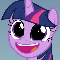Size: 1080x1080 | Tagged: safe, edit, edited screencap, screencap, twilight sparkle, twilight sparkle (alicorn), alicorn, pony, sparkle's seven, cropped, cute, exploitable meme, eye reflection, faic, meme, open mouth, pudding face, reflection, solo, template, twiabetes, twilight sparkle is best facemaker