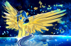 Size: 1224x792 | Tagged: safe, artist:aquagalaxy, oc, oc only, oc:jediel, pegasus, pony, reflection, solo, spread wings, wings