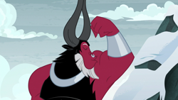 Size: 1920x1080 | Tagged: safe, screencap, lord tirek, centaur, frenemies (episode), armpits, bicep, bracer, eyes closed, flexing, kissing, male, muscles, nose piercing, nose ring, piercing, solo