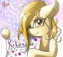 Size: 1000x900 | Tagged: safe, artist:yuris, oc, oc:rikani, pony, cute, glass, solo