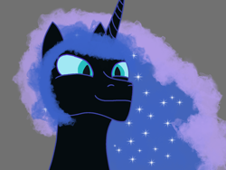 Size: 1600x1200 | Tagged: safe, artist:citizenartist, nightmare moon, alicorn, pony, blue eyes, bust, ethereal mane, female, mare, smiling, solo, starry mane