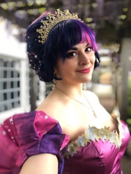 Size: 564x750 | Tagged: safe, artist:shelbeanie, twilight sparkle, human, beautiful, clothes, cosplay, costume, dress, irl, irl human, photo, purple, smiling