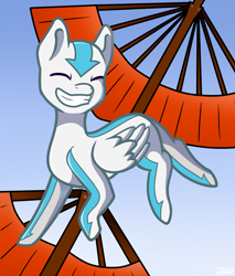 Size: 1700x2000 | Tagged: safe, pegasus, pony, aang, avatar, avatar the last airbender, eyes closed, folded wings, grin, ponified, simple background, smiling, solo