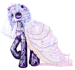 Size: 2528x2372 | Tagged: safe, artist:magexp, oc, oc only, earth pony, pony, bone, clothes, dia de los muertos, dress, earth pony oc, female, flower, flower in hair, mare, raised hoof, simple background, skeleton, solo, transparent background, wedding dress