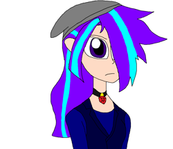 Size: 940x812 | Tagged: safe, artist:artist kun, aria blaze, human, equestria girls, clothes, gem, hair over one eye, hat, jewelry, vest