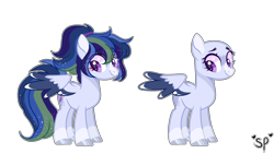 Size: 1280x719 | Tagged: safe, artist:sparkledashyt, oc, oc:sparkle dash, pegasus, pony, bald, female, magical lesbian spawn, mare, offspring, parent:rainbow dash, parent:twilight sparkle, parents:twidash, solo