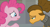 Size: 1366x738 | Tagged: safe, derpibooru import, screencap, cheese sandwich, pinkie pie, earth pony, pony, the last laugh, alternate hairstyle, depressed, hair bun, sad