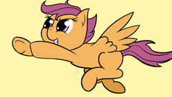 Size: 1920x1080 | Tagged: safe, artist:muzza299, scootaloo, pegasus, pony, dynamic pose, simple background