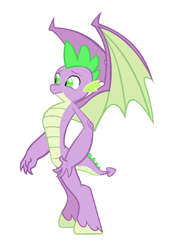 Size: 920x1332 | Tagged: safe, derpibooru exclusive, edit, editor:proto29, spike, anthro, dracony, dragon, hybrid, unguligrade anthro, fangs, male, older, older spike, race swap, simple background, solo, species swap, transformation, white background, winged spike