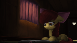 Size: 1920x1080 | Tagged: safe, artist:robsa990, apple bloom, pony, bow, female, filly, hair bow, sad, solo