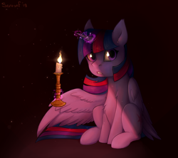 Size: 2160x1920 | Tagged: safe, artist:flysouldragon, twilight sparkle, twilight sparkle (alicorn), alicorn, pony, candle, horn, magic, solo, wings